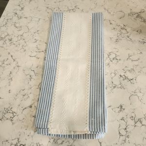 Kitchen Tea Towel Striped Blue and White 100% Cotton Farmhouse Cottage